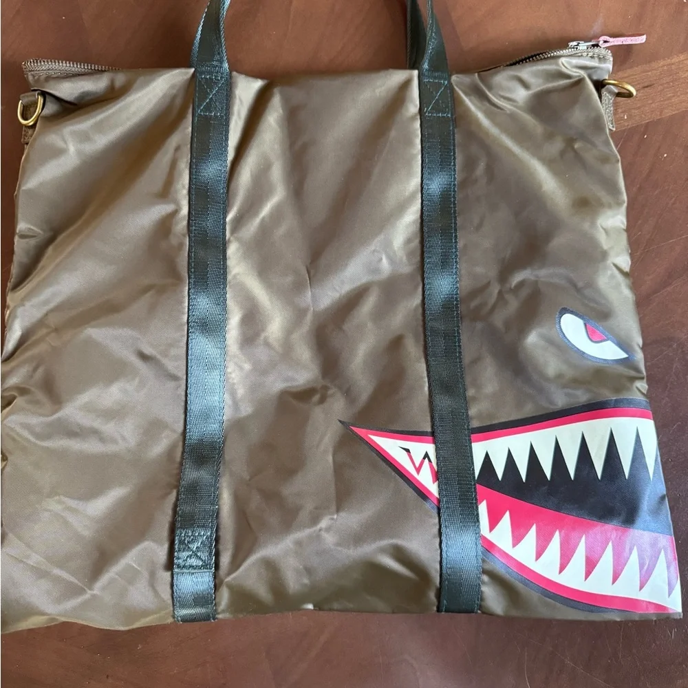 Brown Camouflage Travel/Helmet Tote with Shark Mouth Design